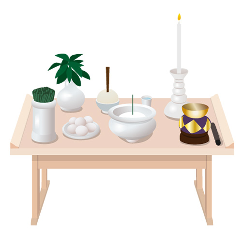 練馬区のみなと式典の枕飾り一式のイラスト