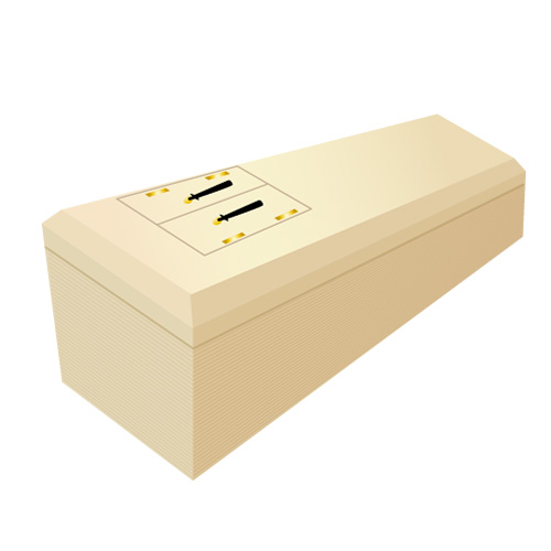 練馬区のみなと式典のベージュの棺のイラスト